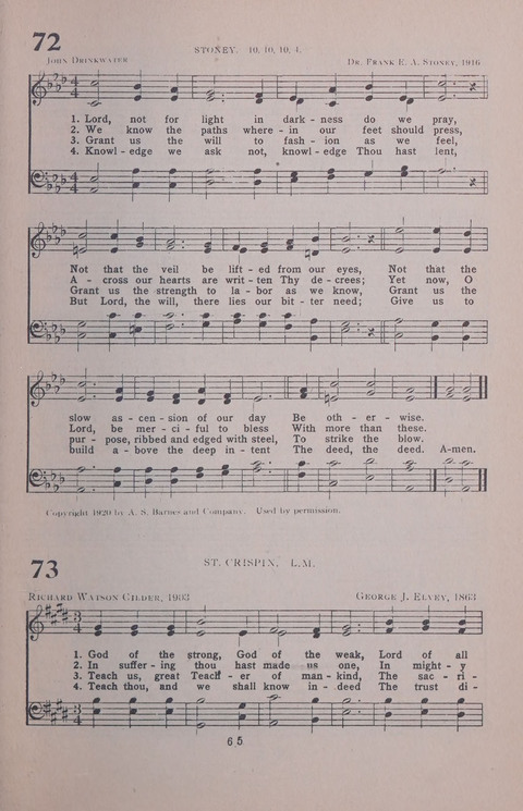 Student Volunteer Hymnal page 65