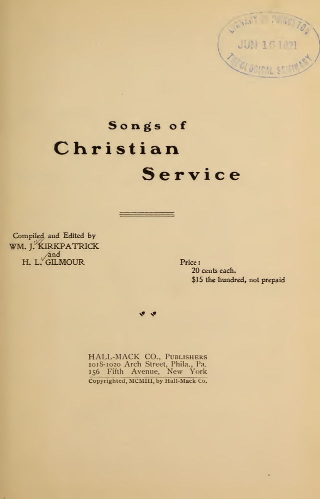 Songs of Christian Service page iv