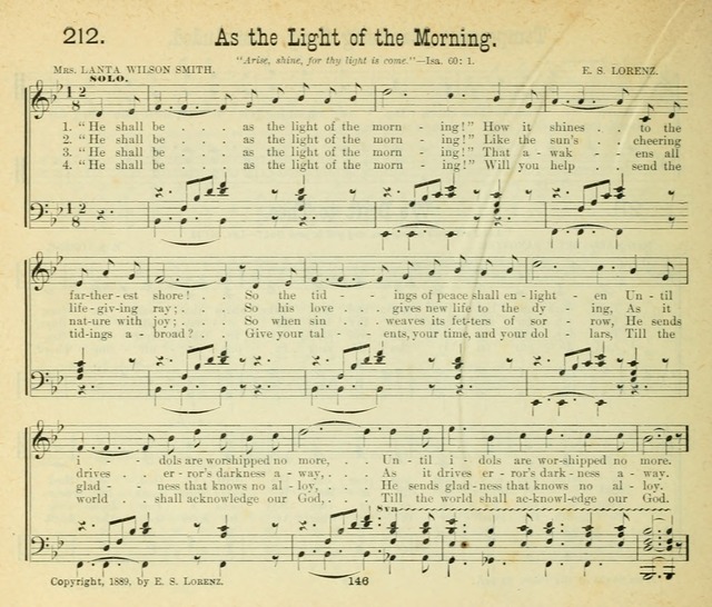 Songs of the Morning: a choice collection of songs and hymns for the Sunday school and other social services page 147