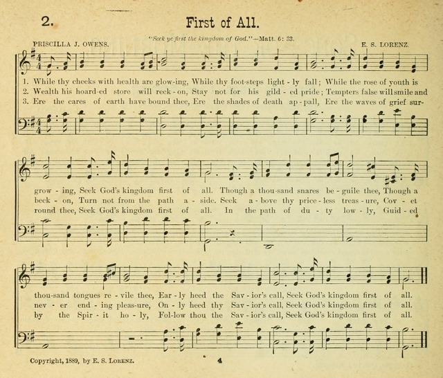 Songs of the Morning: a choice collection of songs and hymns for the Sunday school and other social services page 5