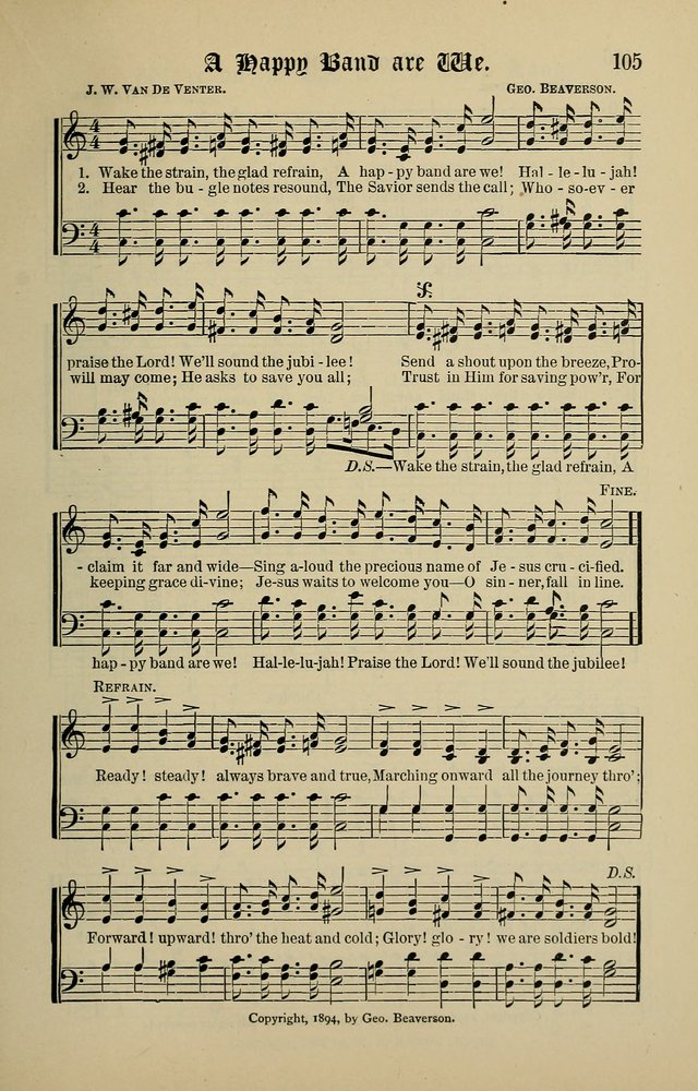 Songs of the Peacemaker: a collection of sacred songs and hymns for use in all services of the church, Sunday-school, home circle, and all kinds of evangelistic work page 105