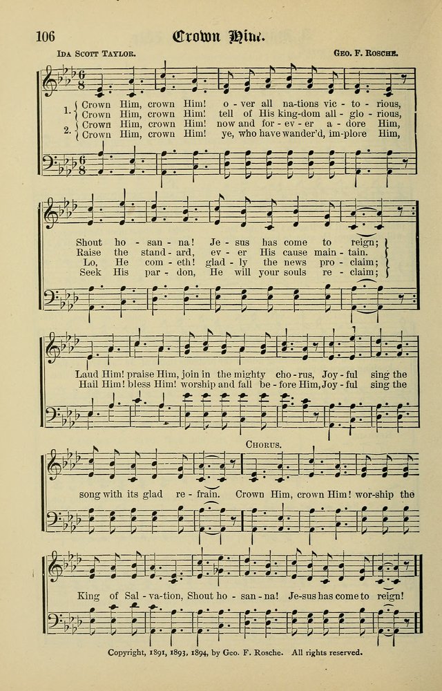 Songs of the Peacemaker: a collection of sacred songs and hymns for use in all services of the church, Sunday-school, home circle, and all kinds of evangelistic work page 106