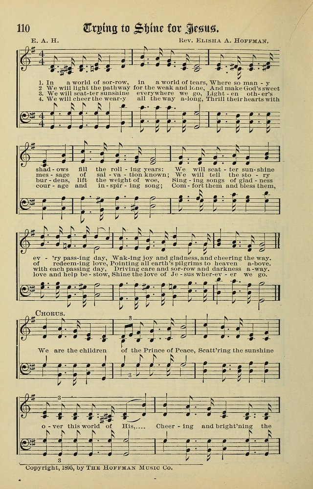 Songs of the Peacemaker: a collection of sacred songs and hymns for use in all services of the church, Sunday-school, home circle, and all kinds of evangelistic work page 110