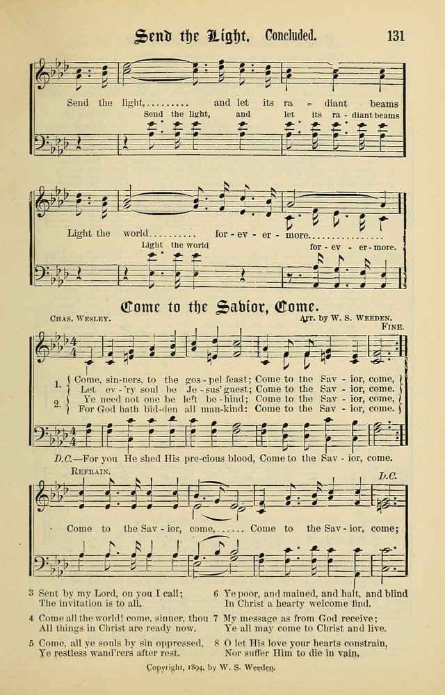 Songs of the Peacemaker: a collection of sacred songs and hymns for use in all services of the church, Sunday-school, home circle, and all kinds of evangelistic work page 131