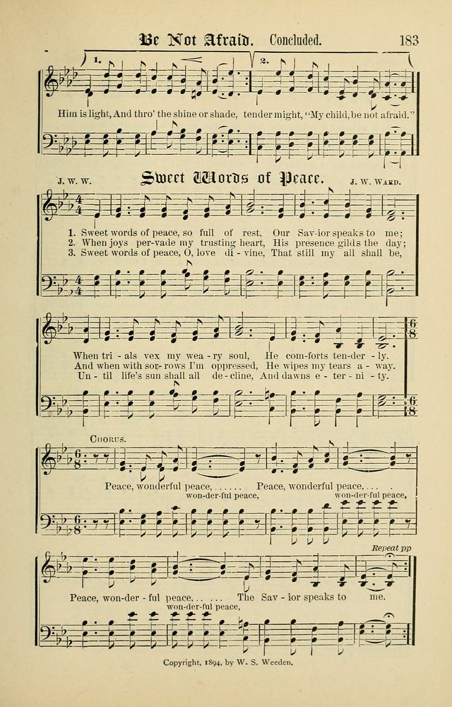 Songs of the Peacemaker: a collection of sacred songs and hymns for use in all services of the church, Sunday-school, home circle, and all kinds of evangelistic work page 183