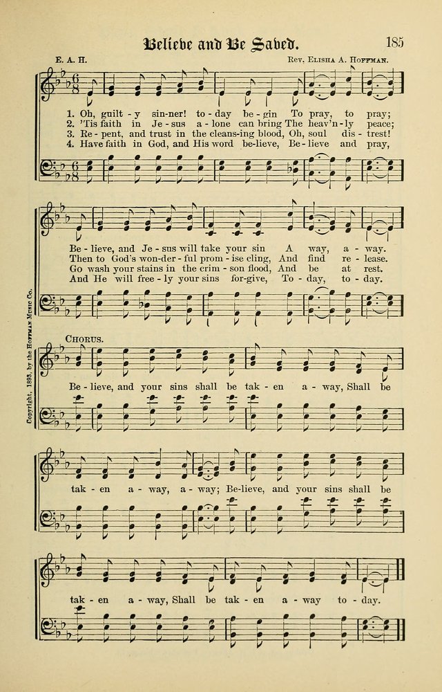 Songs of the Peacemaker: a collection of sacred songs and hymns for use in all services of the church, Sunday-school, home circle, and all kinds of evangelistic work page 185