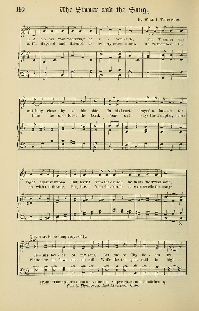 Songs of the Peacemaker: a collection of sacred songs and hymns for use in all services of the church, Sunday-school, home circle, and all kinds of evangelistic work page 190