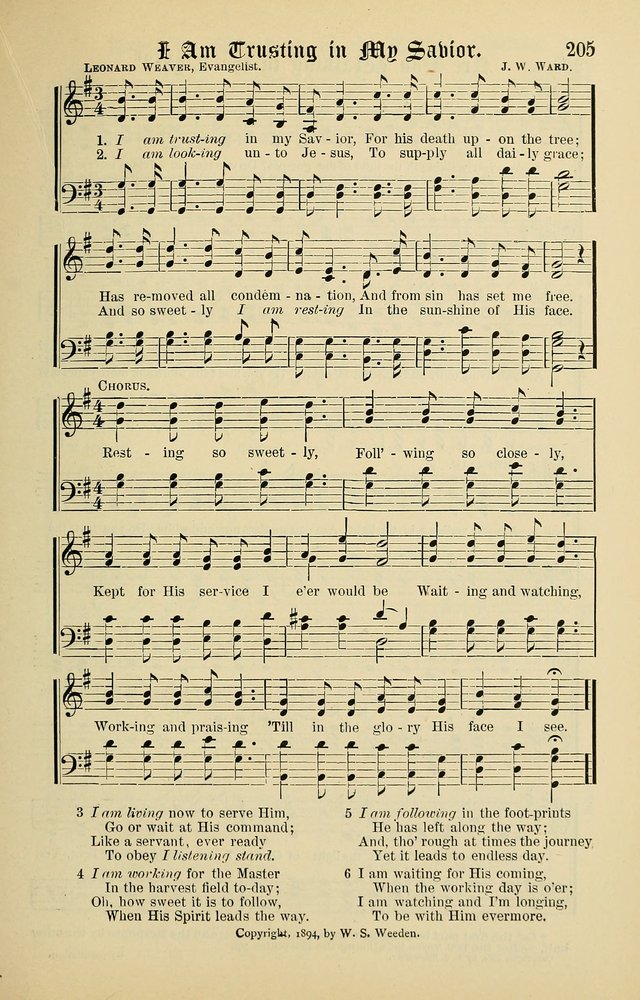 Songs of the Peacemaker: a collection of sacred songs and hymns for use in all services of the church, Sunday-school, home circle, and all kinds of evangelistic work page 205