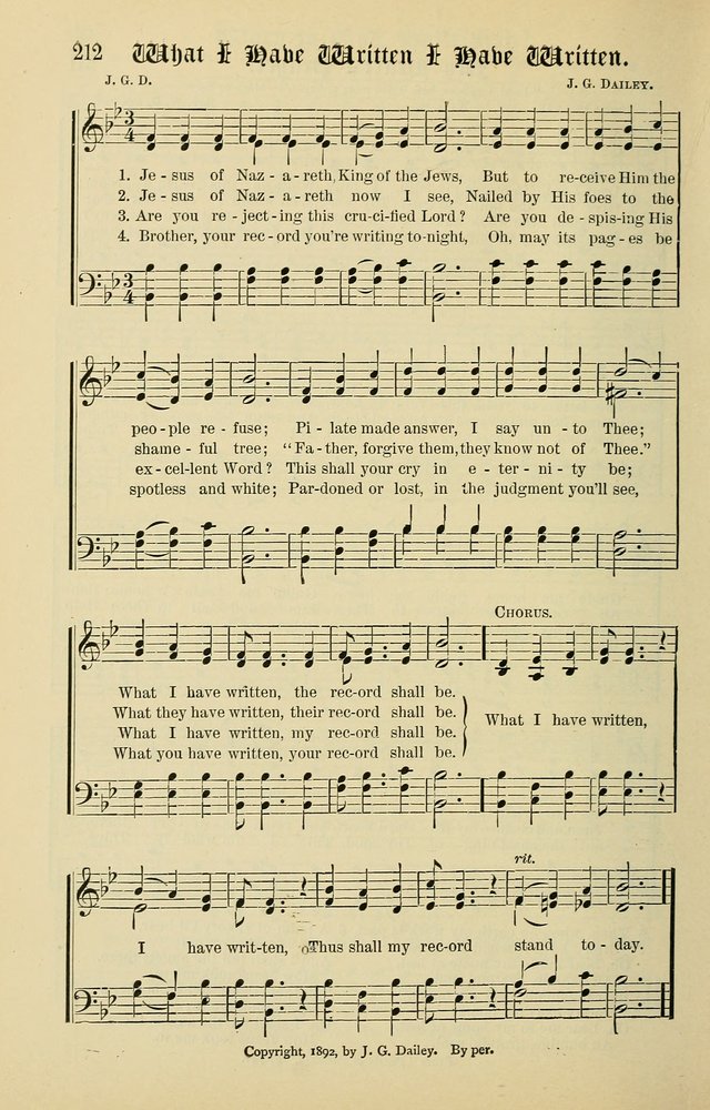 Songs of the Peacemaker: a collection of sacred songs and hymns for use in all services of the church, Sunday-school, home circle, and all kinds of evangelistic work page 212