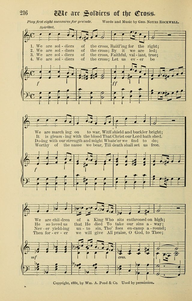 Songs of the Peacemaker: a collection of sacred songs and hymns for use in all services of the church, Sunday-school, home circle, and all kinds of evangelistic work page 216