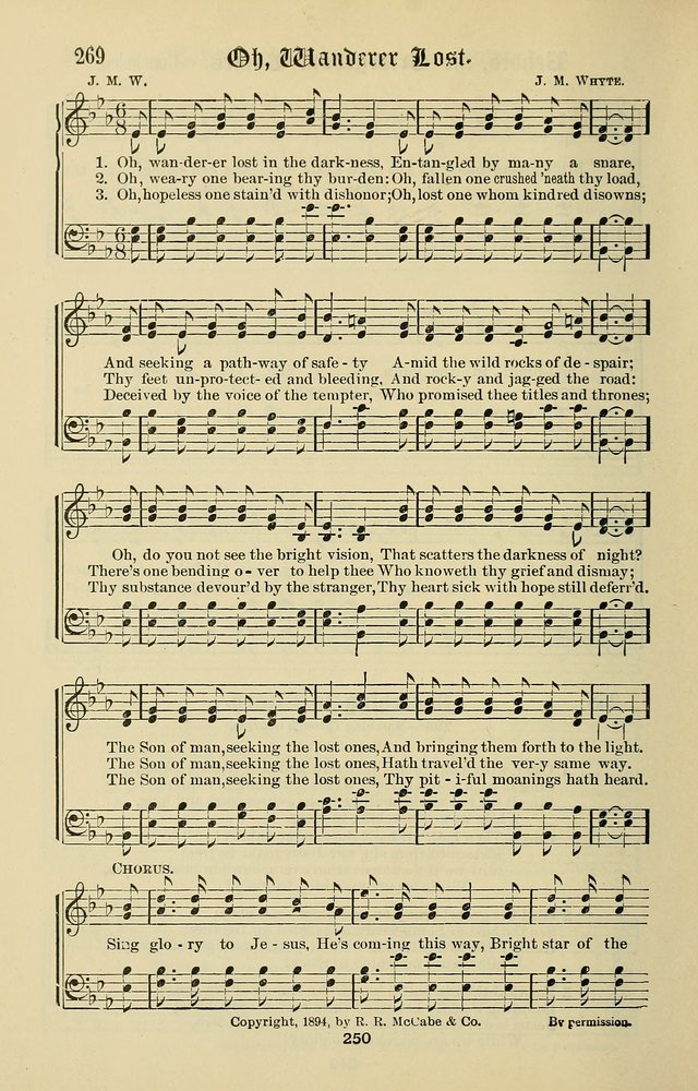 Songs of the Peacemaker: a collection of sacred songs and hymns for use in all services of the church, Sunday-school, home circle, and all kinds of evangelistic work page 250