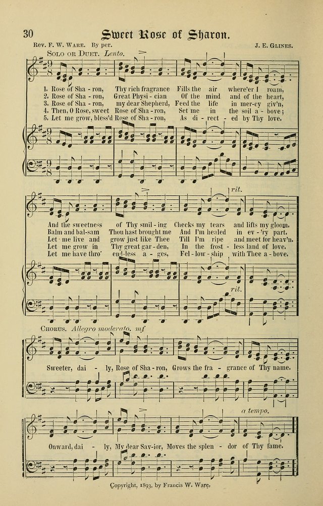 Songs of the Peacemaker: a collection of sacred songs and hymns for use in all services of the church, Sunday-school, home circle, and all kinds of evangelistic work page 30