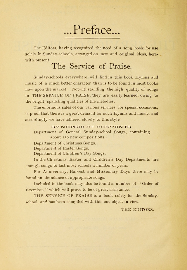 The Service of Praise page v