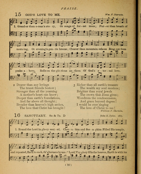 Songs of Praise and Prayer: for the Sunday-school and social meeting page 16