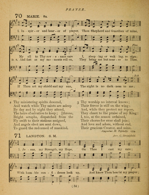 Songs of Praise and Prayer: for the Sunday-school and social meeting page 54