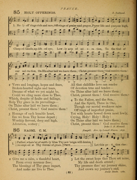 Songs of Praise and Prayer: for the Sunday-school and social meeting page 62