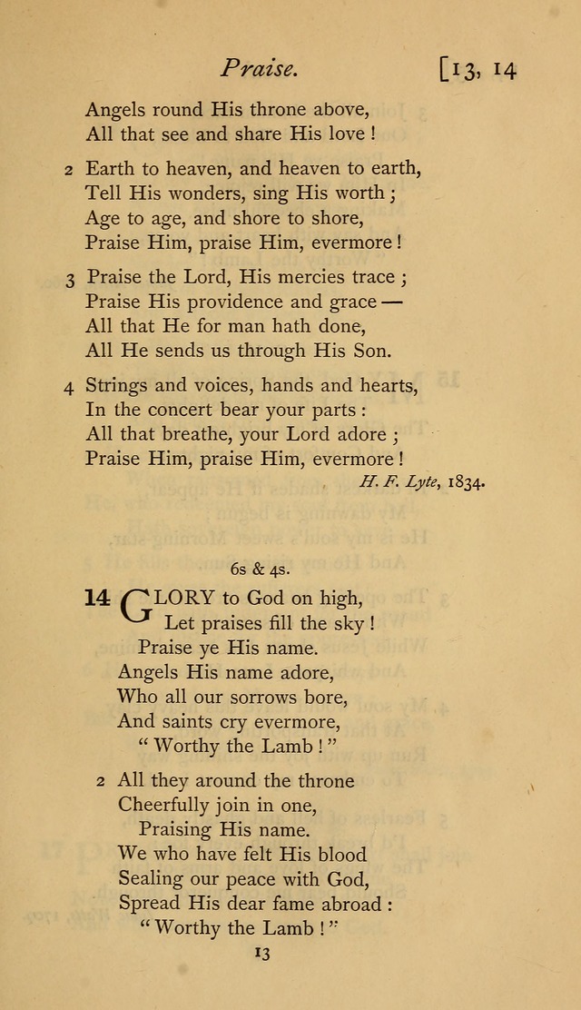 The Sacrifice of Praise. psalms, hymns, and spiritual songs designed for public worship and private devotion, with notes on the origin of hymns. page 13