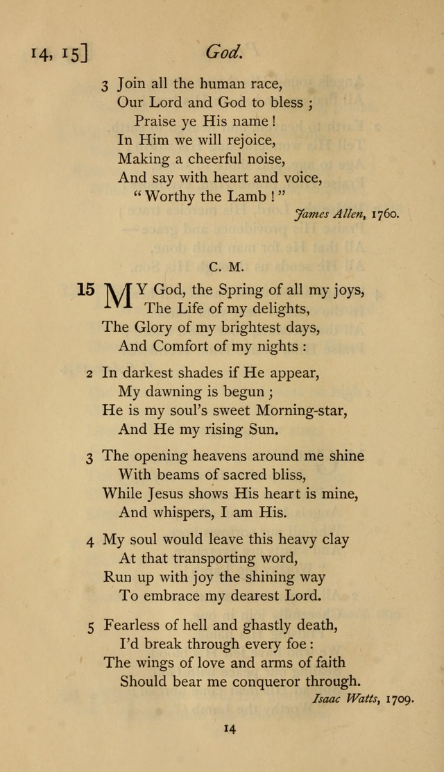 The Sacrifice of Praise. psalms, hymns, and spiritual songs designed for public worship and private devotion, with notes on the origin of hymns. page 14