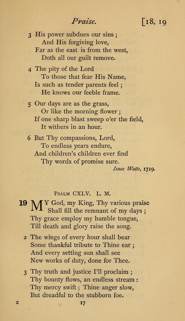 The Sacrifice of Praise. psalms, hymns, and spiritual songs designed for public worship and private devotion, with notes on the origin of hymns. page 17