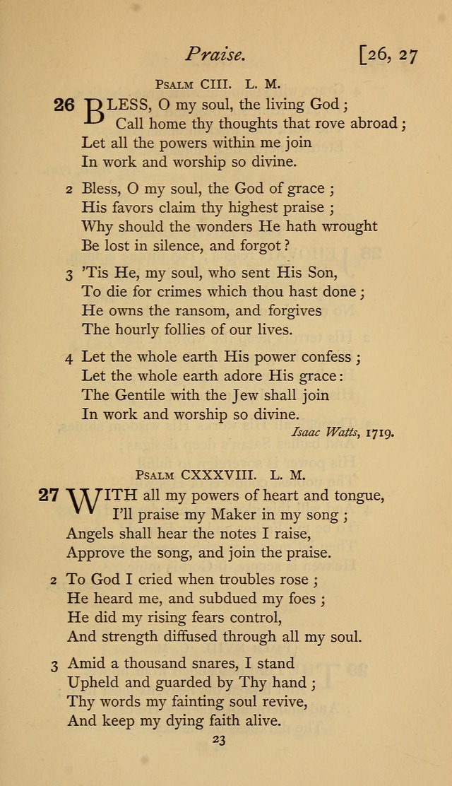 The Sacrifice of Praise. psalms, hymns, and spiritual songs designed for public worship and private devotion, with notes on the origin of hymns. page 23