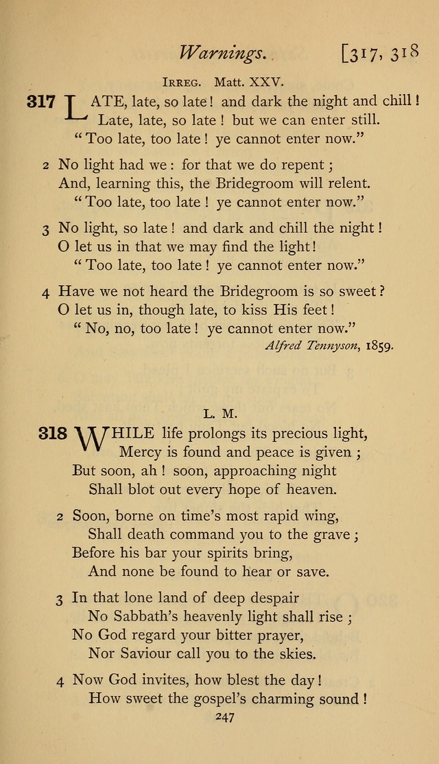 The Sacrifice of Praise. psalms, hymns, and spiritual songs designed for public worship and private devotion, with notes on the origin of hymns. page 247