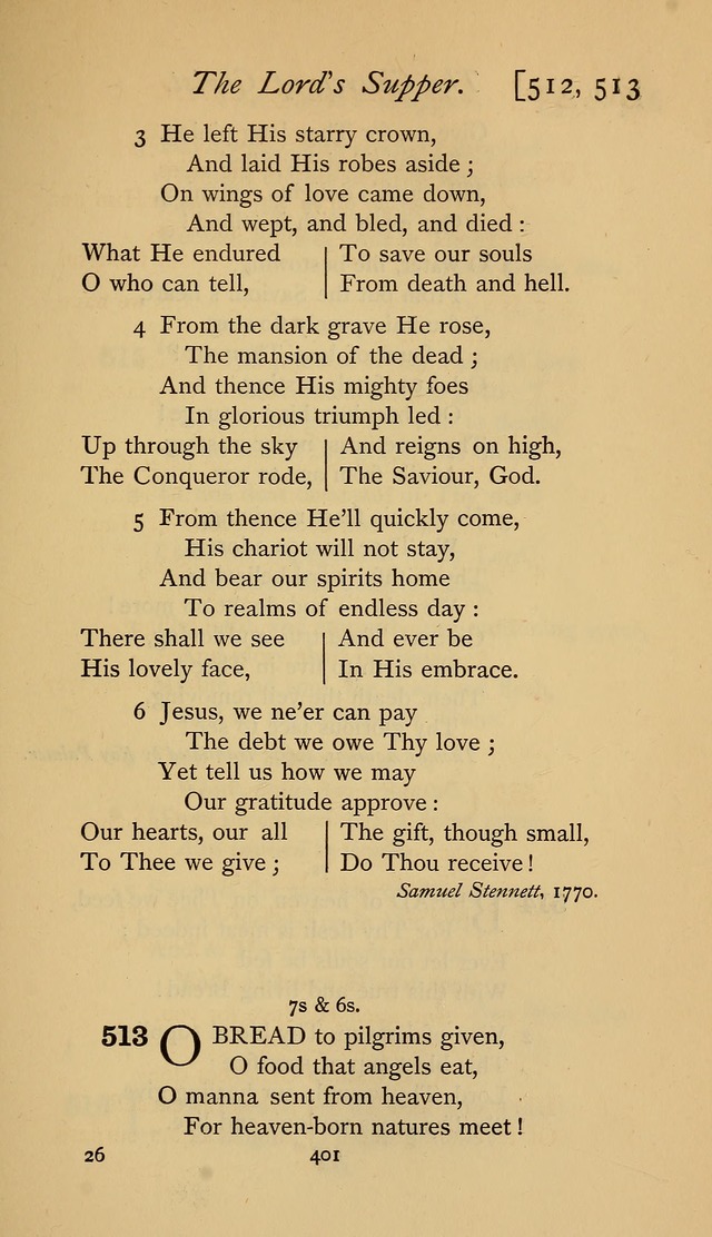 The Sacrifice of Praise. psalms, hymns, and spiritual songs designed for public worship and private devotion, with notes on the origin of hymns. page 401