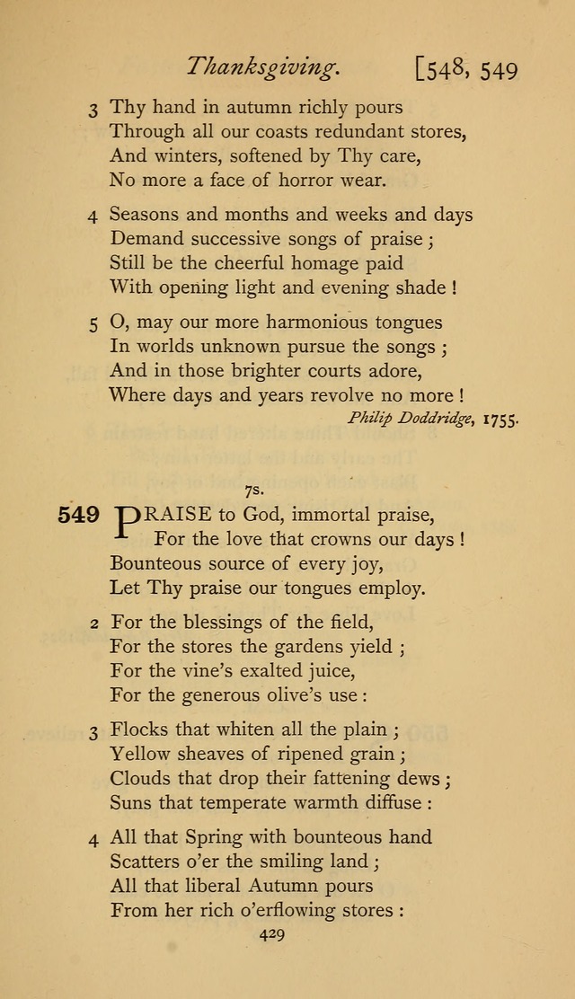 The Sacrifice of Praise. psalms, hymns, and spiritual songs designed for public worship and private devotion, with notes on the origin of hymns. page 429