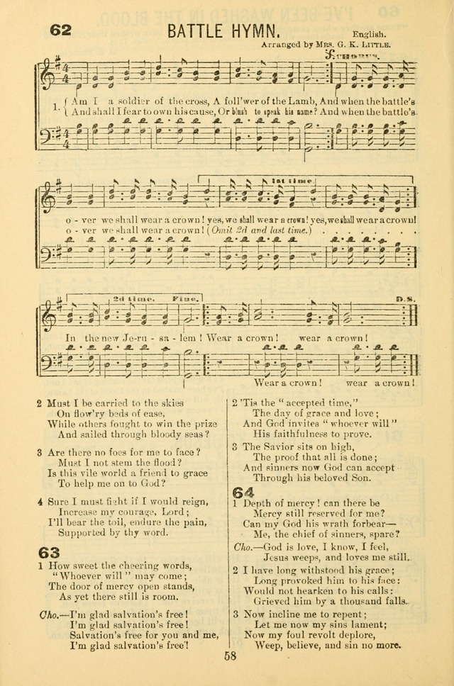 Songs of Refreshing: adapted for use in revival meetings, camp meetings, and the social services of the church. page 58