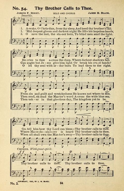 Songs of the Soul No. 2: for use in Sunday evening congregations, revivals, camp-meetings, social services and young peoples meetings page 54