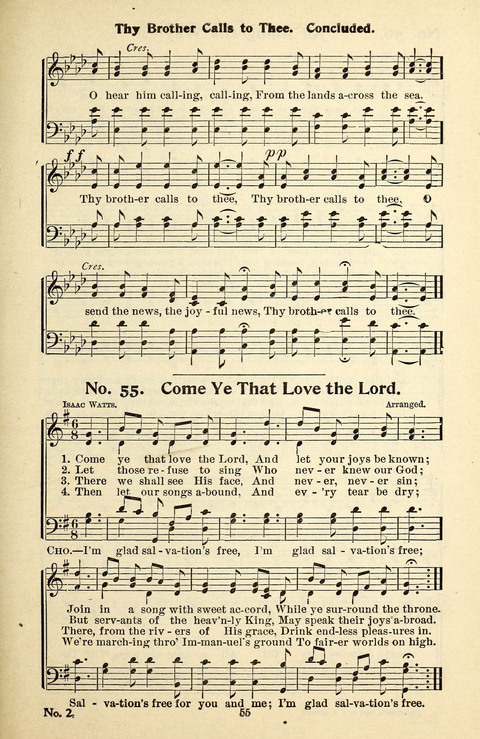 Songs of the Soul No. 2: for use in Sunday evening congregations, revivals, camp-meetings, social services and young peoples meetings page 55