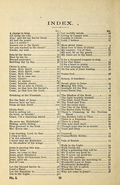 Songs of the Soul No. 2: for use in Sunday evening congregations, revivals, camp-meetings, social services and young peoples meetings page 72