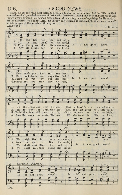 Songs of Victory: for evangelistic meetings, conferences, the home circle, and Christian worship. Along with a selection of choruses page 104