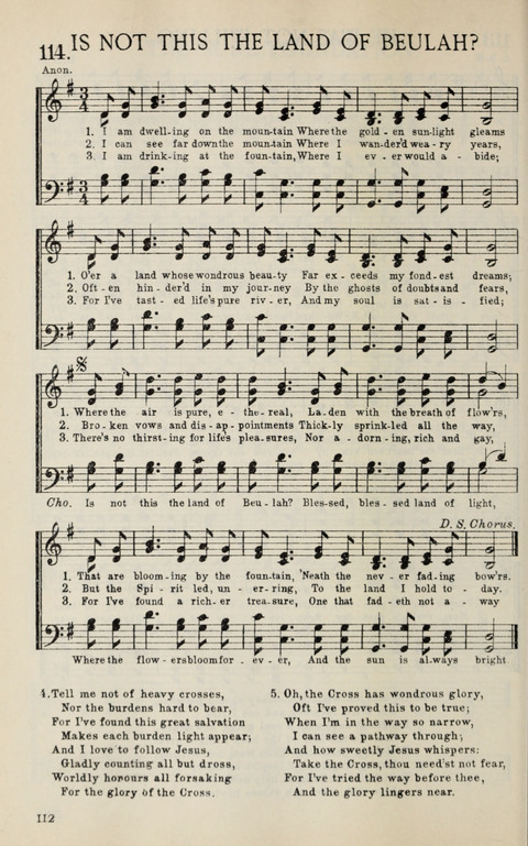 Songs of Victory: for evangelistic meetings, conferences, the home circle, and Christian worship. Along with a selection of choruses page 112