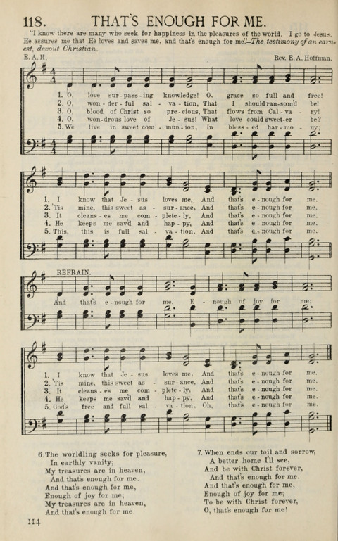 Songs of Victory: for evangelistic meetings, conferences, the home circle, and Christian worship. Along with a selection of choruses page 114