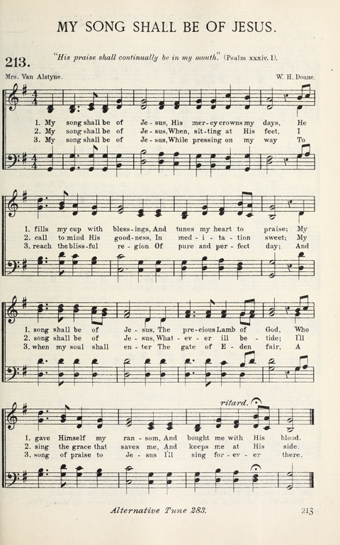 Songs of Victory: for evangelistic meetings, conferences, the home circle, and Christian worship. Along with a selection of choruses page 213