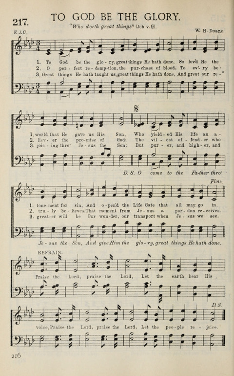 Songs of Victory: for evangelistic meetings, conferences, the home circle, and Christian worship. Along with a selection of choruses page 216