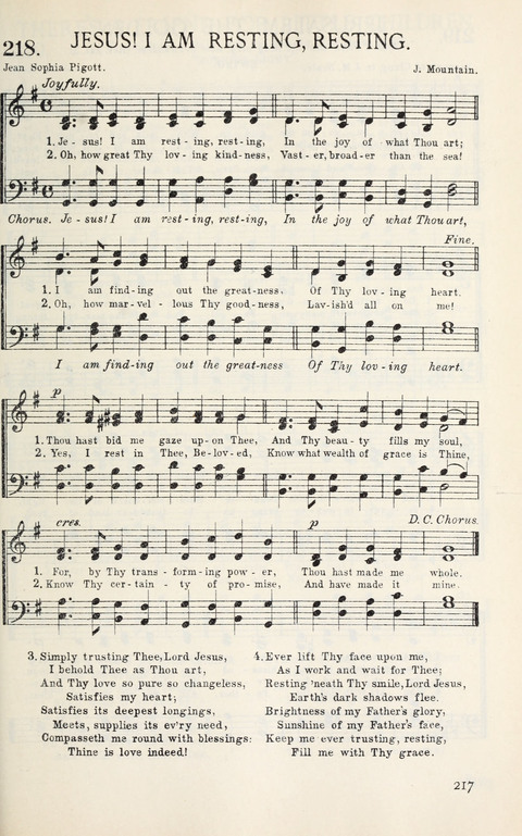 Songs of Victory: for evangelistic meetings, conferences, the home circle, and Christian worship. Along with a selection of choruses page 217