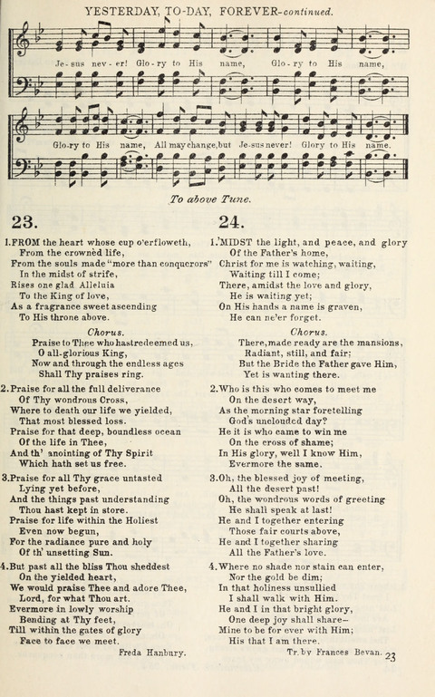 Songs of Victory: for evangelistic meetings, conferences, the home circle, and Christian worship. Along with a selection of choruses page 23