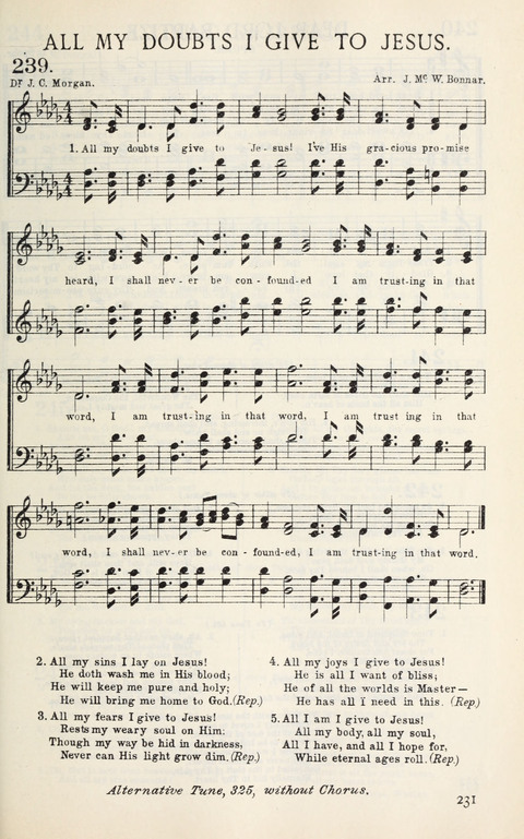 Songs of Victory: for evangelistic meetings, conferences, the home circle, and Christian worship. Along with a selection of choruses page 231