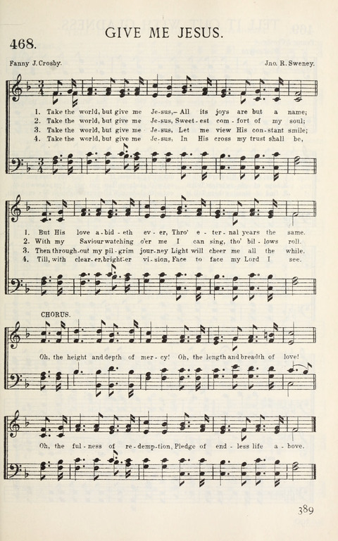 Songs of Victory: for evangelistic meetings, conferences, the home circle, and Christian worship. Along with a selection of choruses page 389