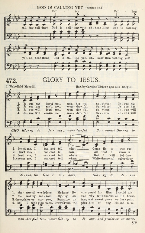 Songs of Victory: for evangelistic meetings, conferences, the home circle, and Christian worship. Along with a selection of choruses page 393