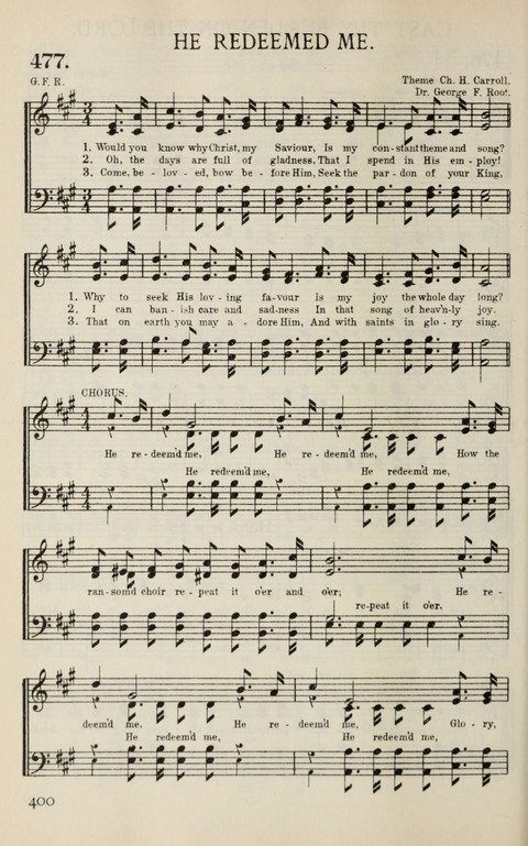 Songs of Victory: for evangelistic meetings, conferences, the home circle, and Christian worship. Along with a selection of choruses page 400