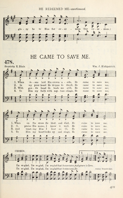 Songs of Victory: for evangelistic meetings, conferences, the home circle, and Christian worship. Along with a selection of choruses page 401