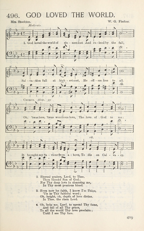 Songs of Victory: for evangelistic meetings, conferences, the home circle, and Christian worship. Along with a selection of choruses page 419