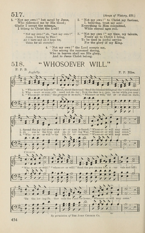 Songs of Victory: for evangelistic meetings, conferences, the home circle, and Christian worship. Along with a selection of choruses page 434