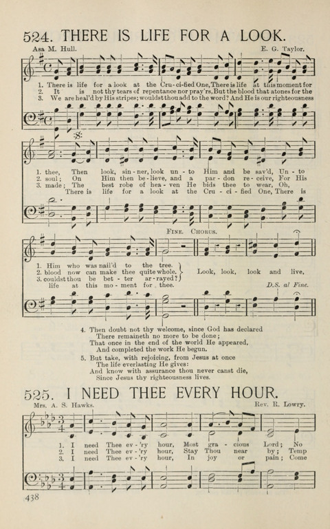 Songs of Victory: for evangelistic meetings, conferences, the home circle, and Christian worship. Along with a selection of choruses page 438