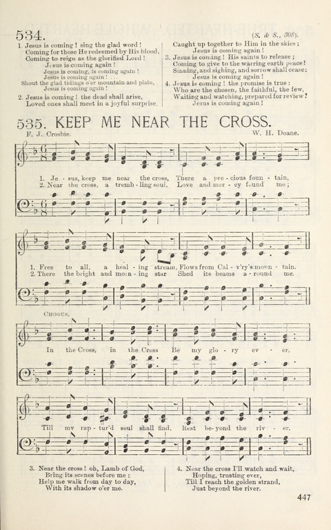 Songs of Victory: for evangelistic meetings, conferences, the home circle, and Christian worship. Along with a selection of choruses page 447