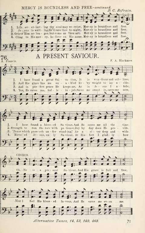 Songs of Victory: for evangelistic meetings, conferences, the home circle, and Christian worship. Along with a selection of choruses page 71