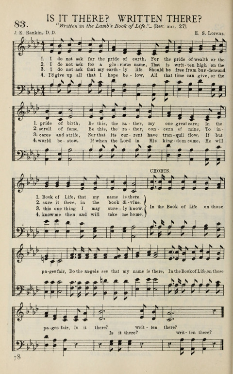 Songs of Victory: for evangelistic meetings, conferences, the home circle, and Christian worship. Along with a selection of choruses page 78