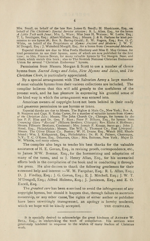 Songs of Victory: for evangelistic meetings, conferences, the home circle, and Christian worship. Along with a selection of choruses page vii